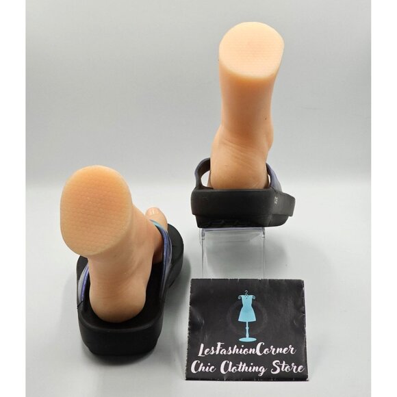 Oofos Women's Iridescent Black & Blue Oolala Luxe Flip Flops Size W10 2831 - Picture 6 of 16